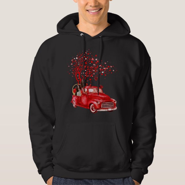 Engelska Springer spanel Riding Lastbil Valentine  Hoodie (Framsida)