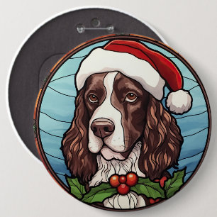 Engelska Springer spanel Stached Glass jul Knapp