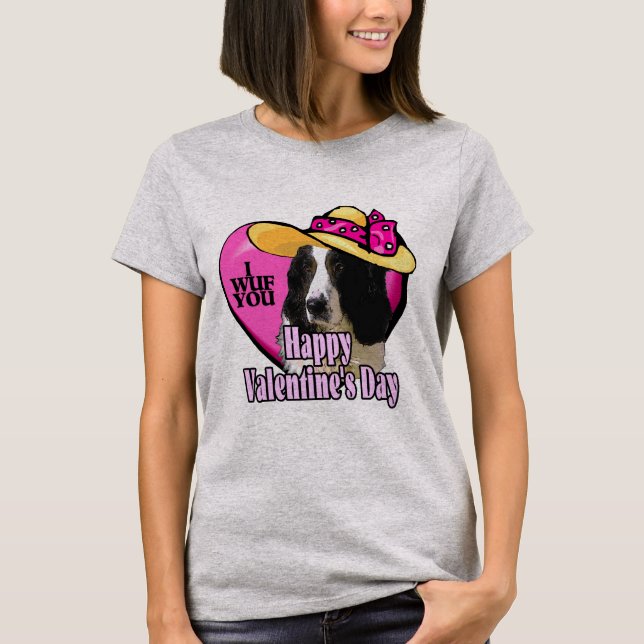 Engelska Springer spanel Valentines day T-shirt (Framsida)