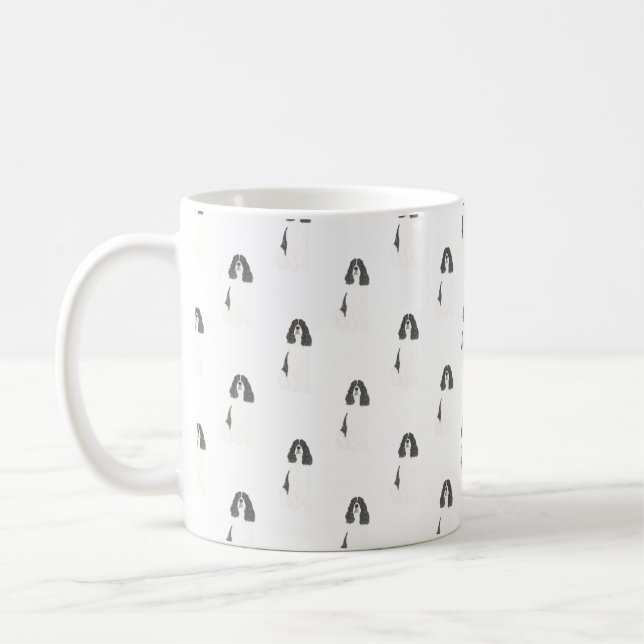 Engelska Springer-spanelen (Black & White) Kaffemugg (Vänster)