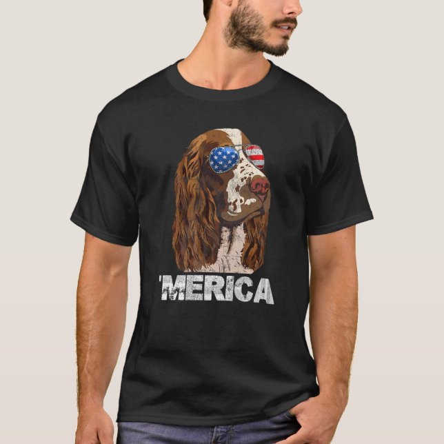 Engelska Springer spanelska amerikanska USA flagga T Shirt (Framsida)