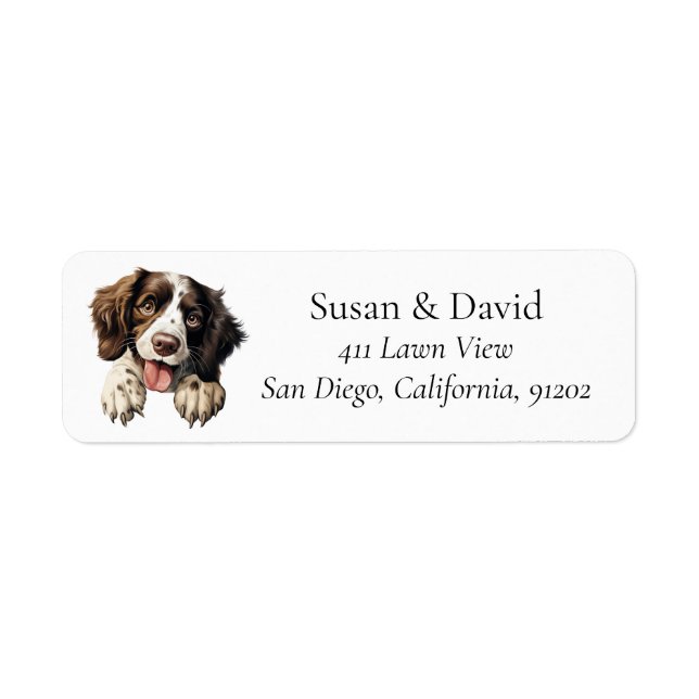 Engelska Springer Spaniel Hund aveln Djurälskare Returadress Etikett (Framsidan)