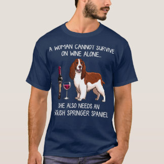 Engelska Springer Spaniel och vin Rolig hund  T Shirt
