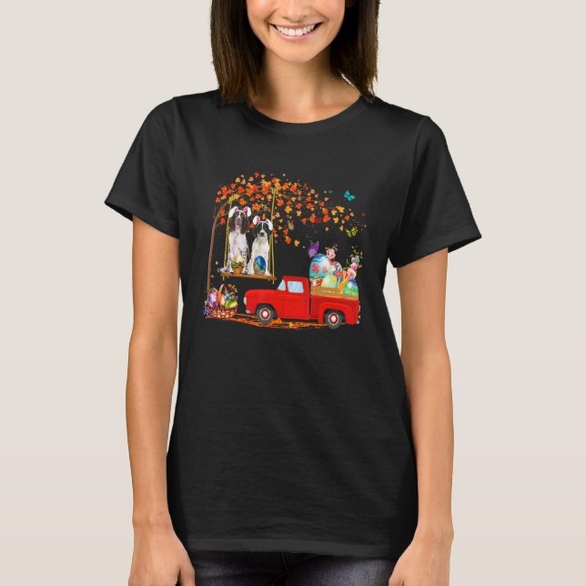 Engelska Springer spanjoren Bunny Ear Red Lastbil  T Shirt (Framsida)