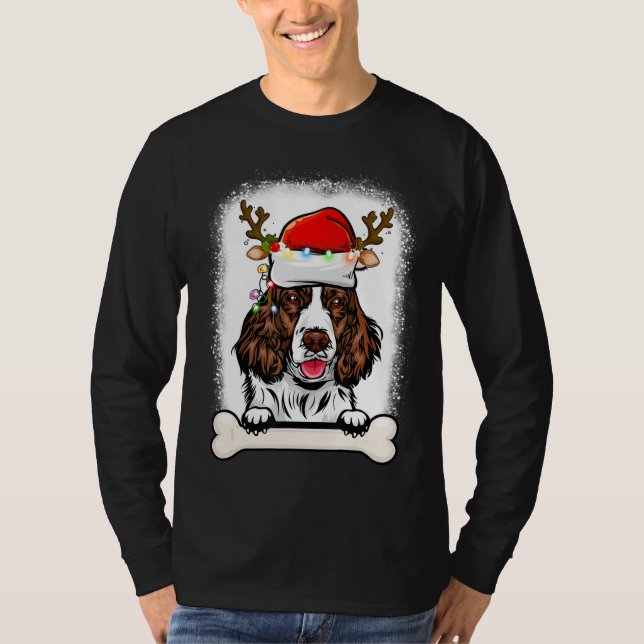 Engelska Springer-spanjoren jul Pajama Santa Tr T Shirt (Framsida)