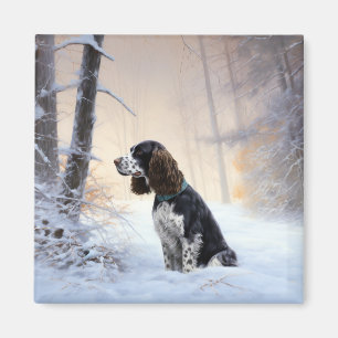 Engelska Springer-spanjoren Låt det snöa jul Magnet