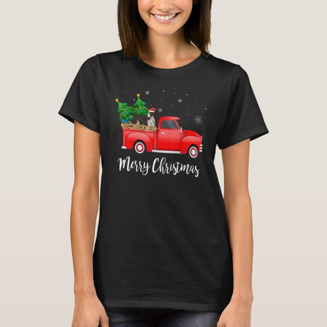 Engelska Springer spanjoren Red Lastbil Julgran T Shirt (Framsida)