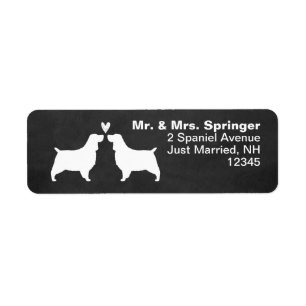 Engelska Springer-spanjoren Silhouettes med Heart Returadress Etikett
