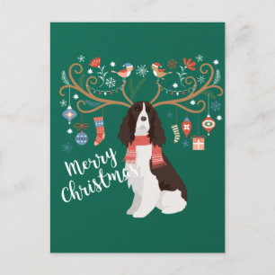 Engelska Springer Spansk julfritid Reindeer Hund Vykort