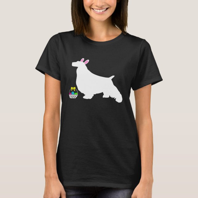 Engelska Springer Spansk Påskhare Hund Silhouet T Shirt (Framsida)