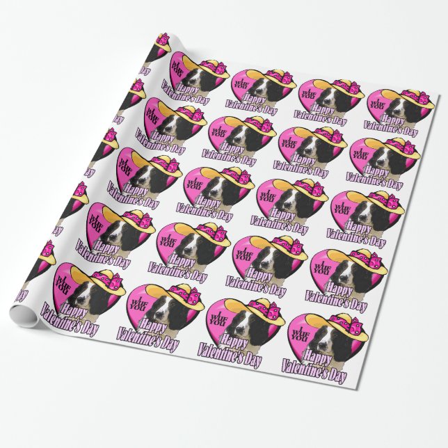Engelska Springer Spansk Valentines day Presentpapper (Utrullad)