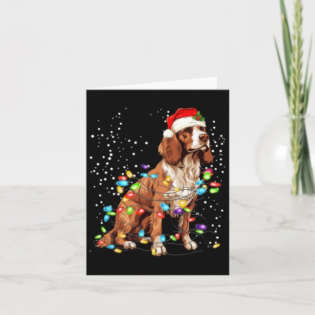 Engelska Springer Spanska Hund jul Ljus Julafton Kort (Framsida)