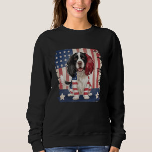 Engelska Springer Spanska Hund med amerikansk Flag T Shirt