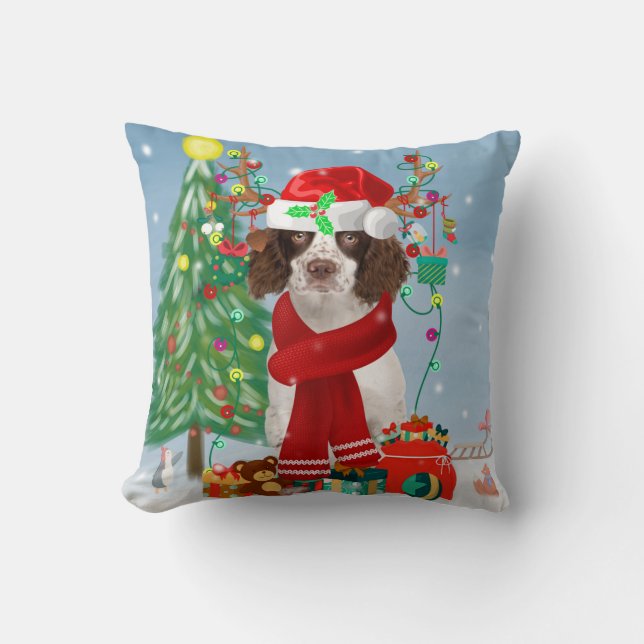 Engelska Springer Spanska hund med julklappar Kudde (Framsida)