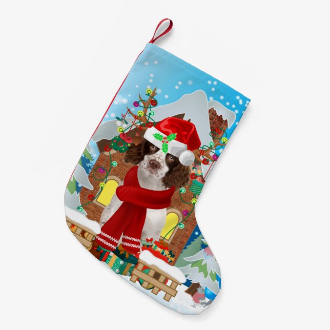 Engelska Springer Spanska hund med julklappar Liten Julstrumpa (Framsidan (Hängande))