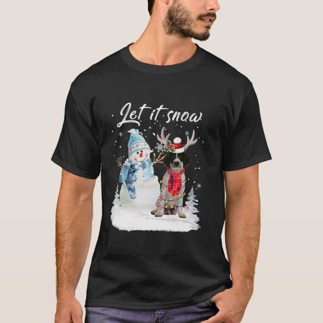Engelska Springer Spanska jultomten Hund Snowm T Shirt (Framsida)