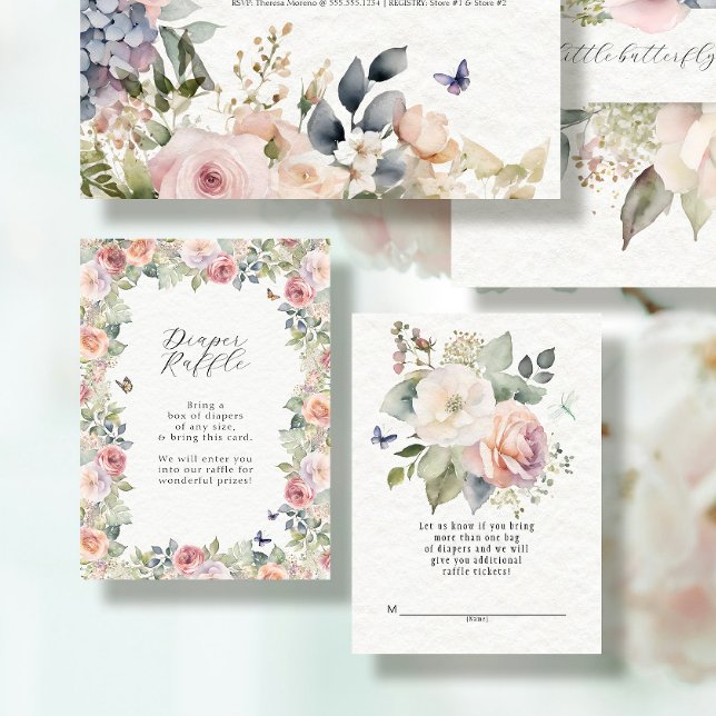 Engelska stugan Blommigt Flicka Diaper Raffle Tilläggskort (Skapare uppladdad)