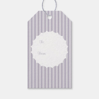 Engelska stugan Lilac Stripe med Snöre Doily Presentetikett
