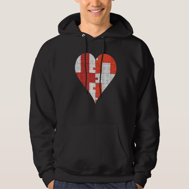Engelska Swiss Flagga Heart Hoodie (Framsida)