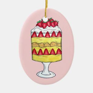 Engelska Trifle Fruit Custon Dessert British Food Julgransprydnad Keramik
