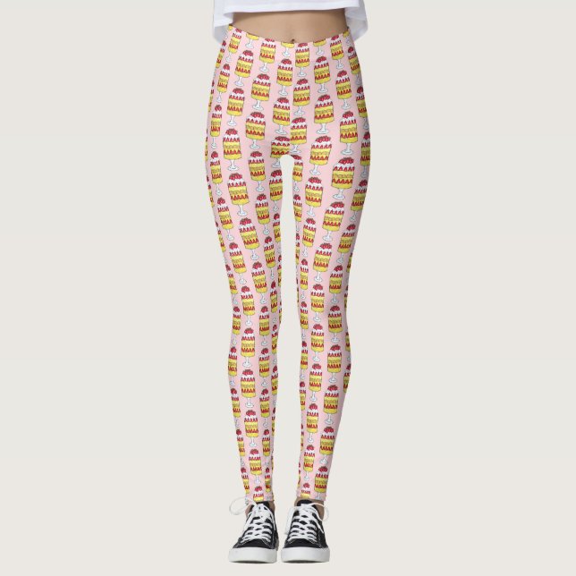 Engelska Trifle Fruit Custon Dessert British Food Leggings (Framsida)