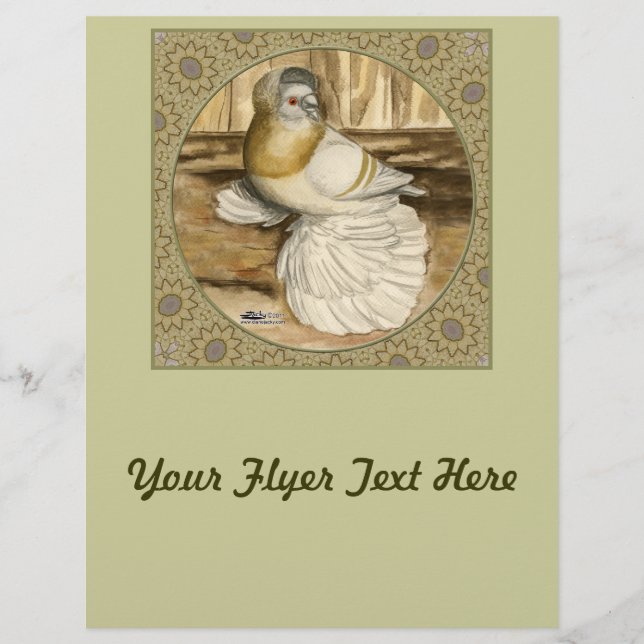 Engelska Trumpeter Pigeon Guld Ram Reklamblad (Framsidan)