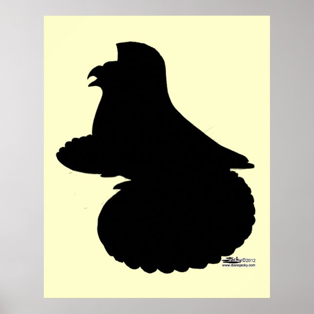 Engelska Trumpeter Pigeon Silhouette Poster (Framsidan)
