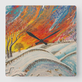 Engelska vinterdagen - jul fyrkantig klocka