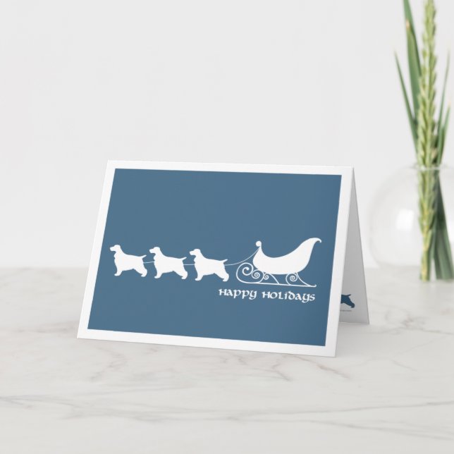 Engelskacockerspaniels som drar Santas Sleigh Helgkort (Framsida)