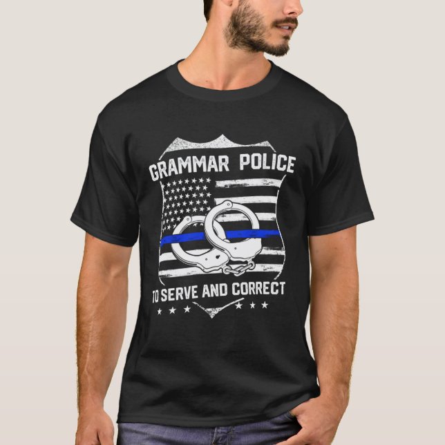 Engelsklärare Grammatikpolisen T Shirt (Framsida)