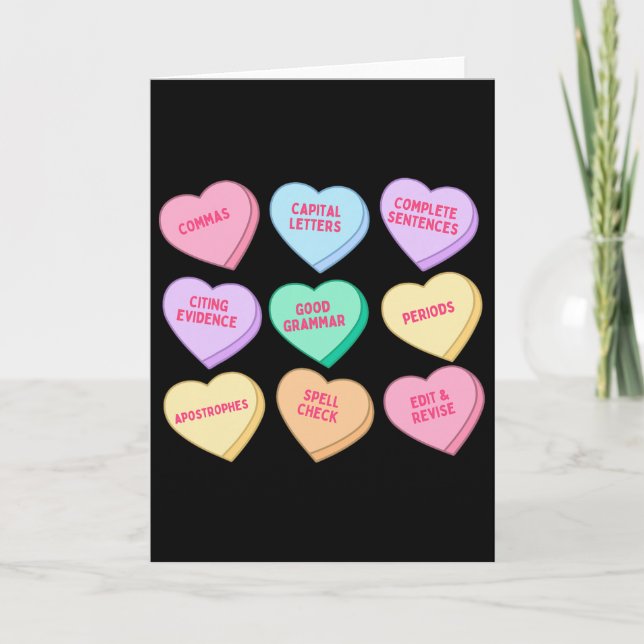 Engelsklärare Valentines Godis Hjärtat Engelska Gr Kort (Framsida)