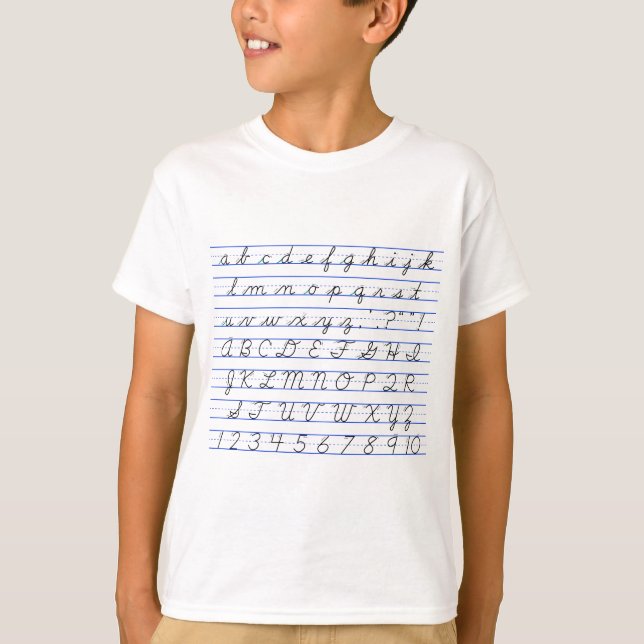 Engelskt alfabetdiagram i kursiv handskrift tee shirt (Framsida)