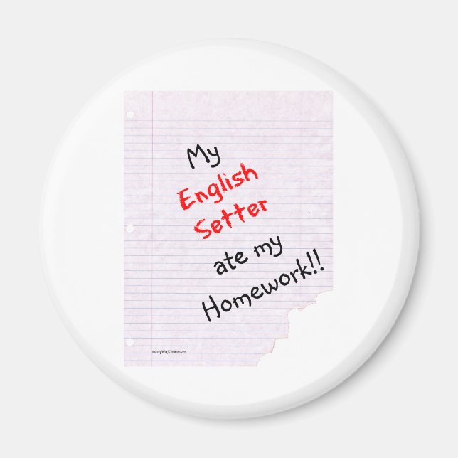Engelskt brev Ate My Homwork - Magnet (Framsidan)