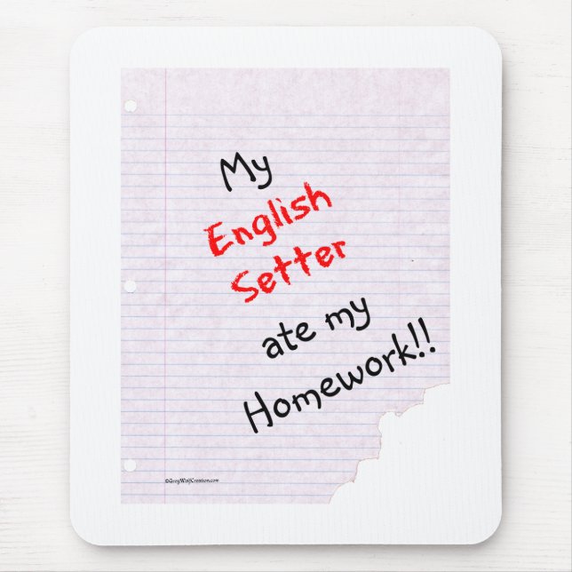 Engelskt brev Ate My Homwork Musmatta (Framsidan)