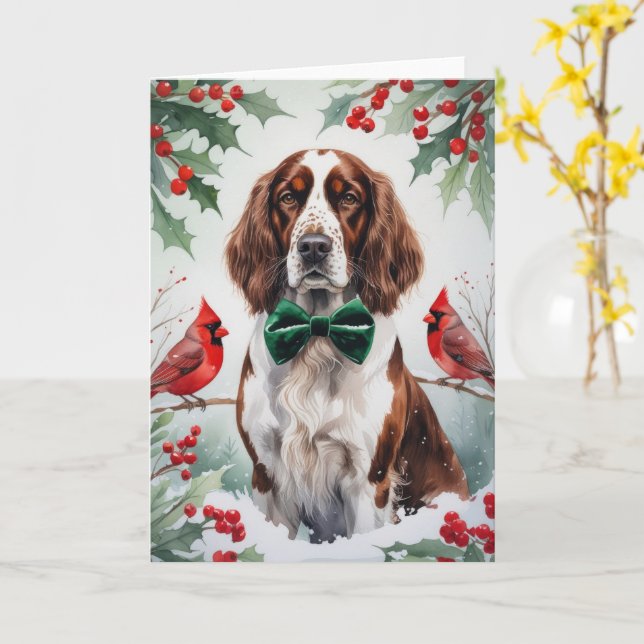 Engelskt brev Hund jul Hälsning Kort (Gul blomma)