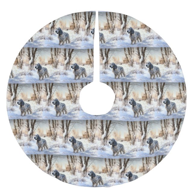 Engelskt brev Låt det snöa jul Julgransmatta Borstad Polyester (Framsidan)