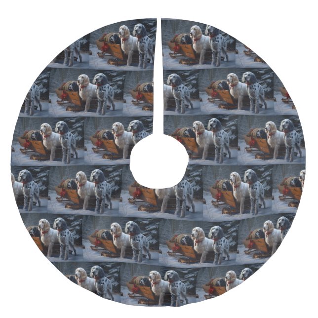 Engelskt brev Snowy Sleigh-juldekalor Julgransmatta Borstad Polyester (Framsidan)