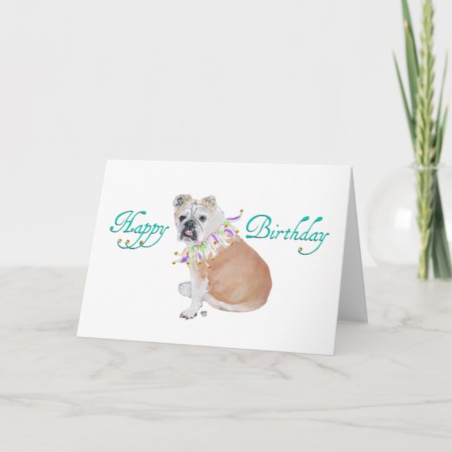 Engelskt bulldog-födelsedagskort kort (Framsida)