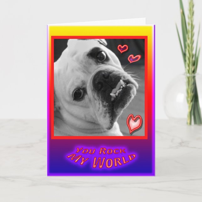 Engelskt bulldoggvalentines daykort helgkort (Framsida)