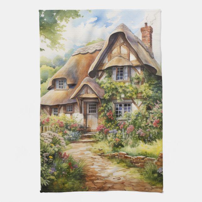 Engelskt Cottage Kökshandduk (Vertikal)