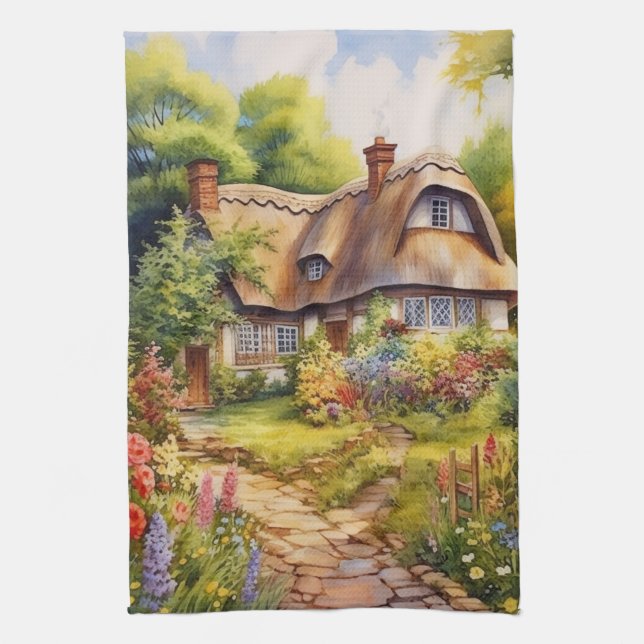 Engelskt Cottage Kökshandduk (Vertikal)