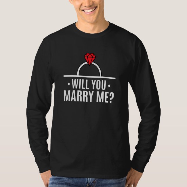 Engelskt par Gifta sig - Marry Me Bröllop T Shirt (Framsida)