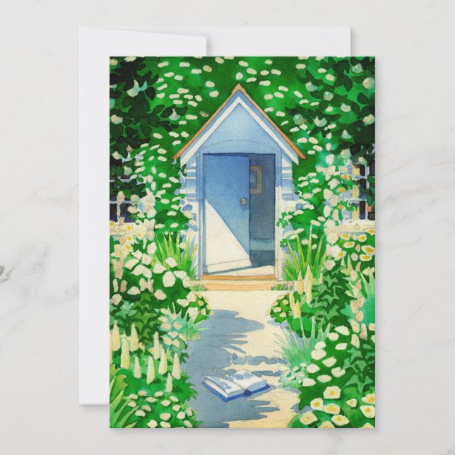 Engelskt party för stugaträdgårdakvarell inbjudningar (Framsida)