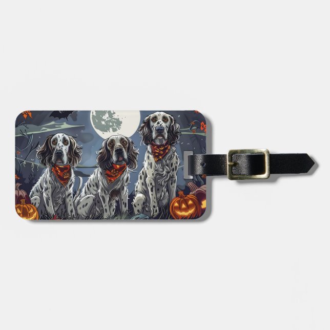 Engelskt Setter Halloween Kuslig Bagagebricka (Horisontell Framsida)
