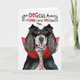 Engelskt Setter Hund Funny Count DOGcula Halloween Helgkort