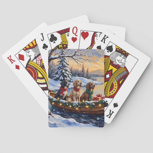 Engelskt Setter Jul Båt Semester Casinokort (Baksidan)