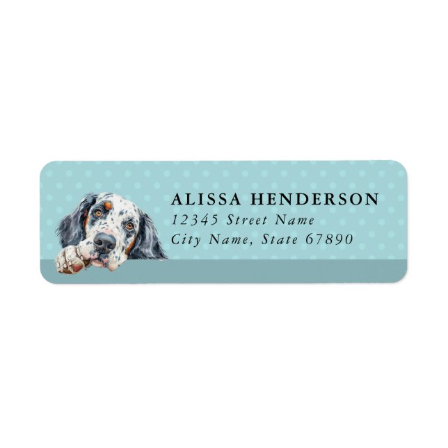 Engelskt Setter Returadressetiketter Returadress Etikett (Framsidan)