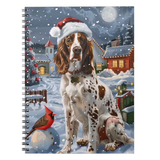 Engelskt Setter Winter Wonderland jul Joy Anteckningsbok (Framsidan)