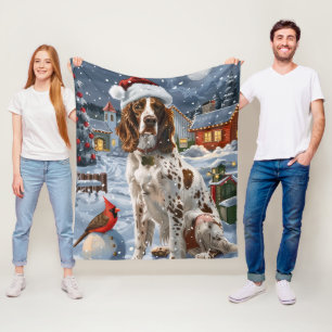 Engelskt Setter Winter Wonderland jul Joy Fleecefilt