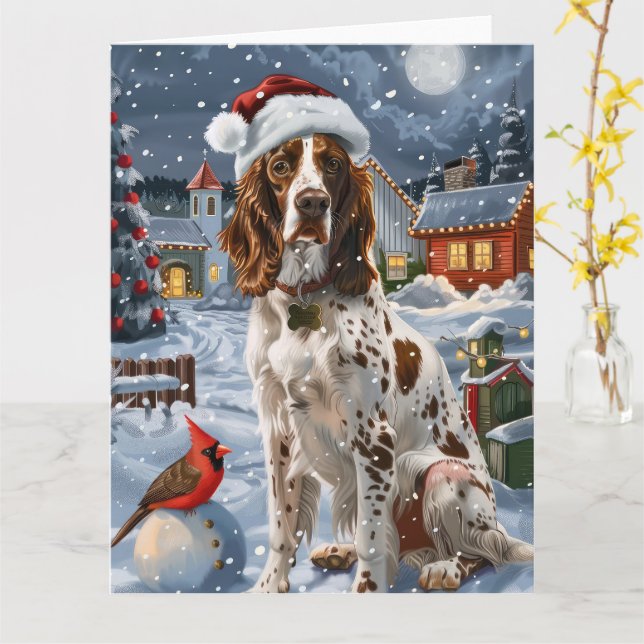 Engelskt Setter Winter Wonderland jul Joy Kort (Gul blomma)